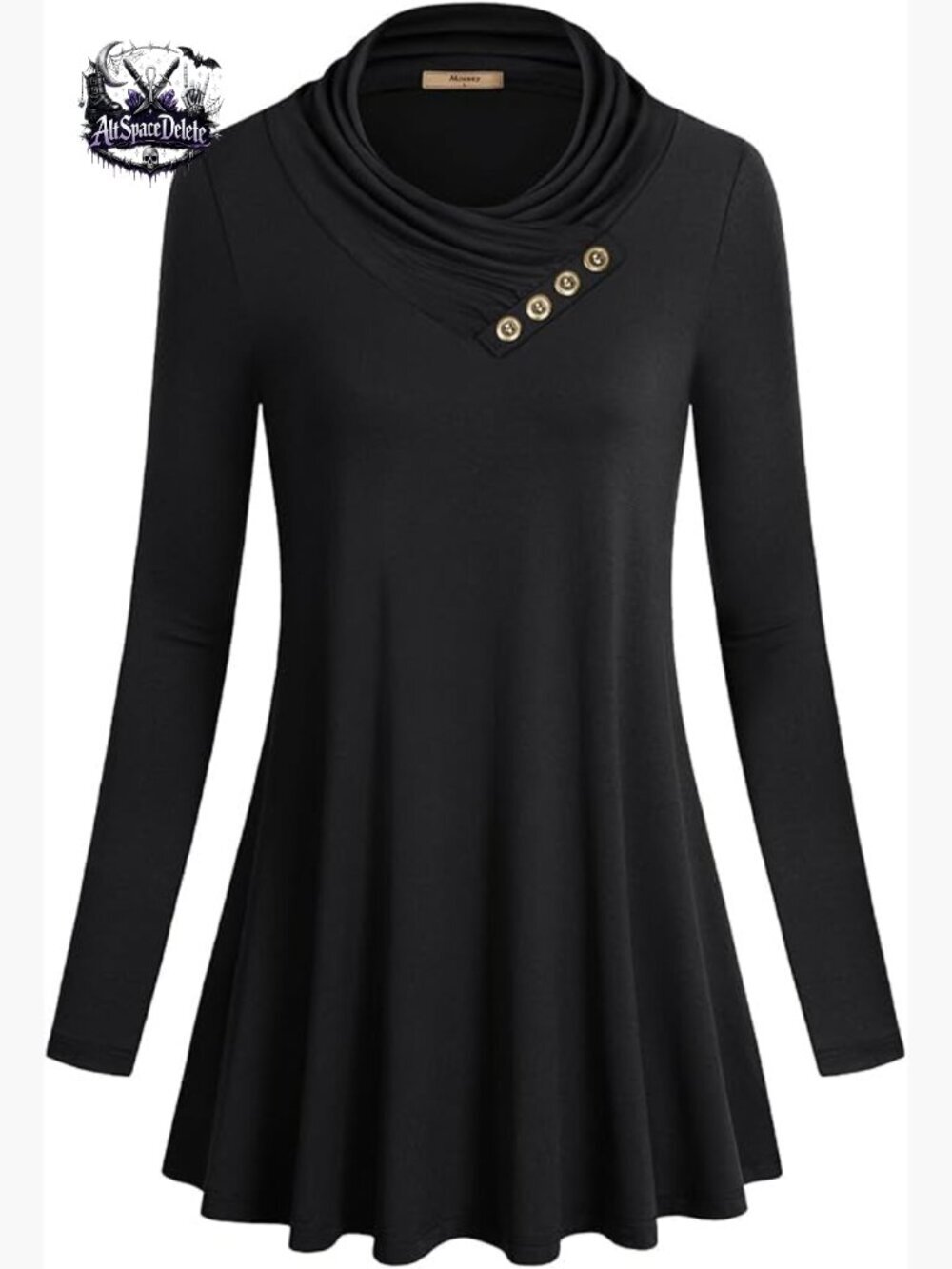 Long Sleeve Cowl Neck Tunic Top Form Fitting Casual Blouse